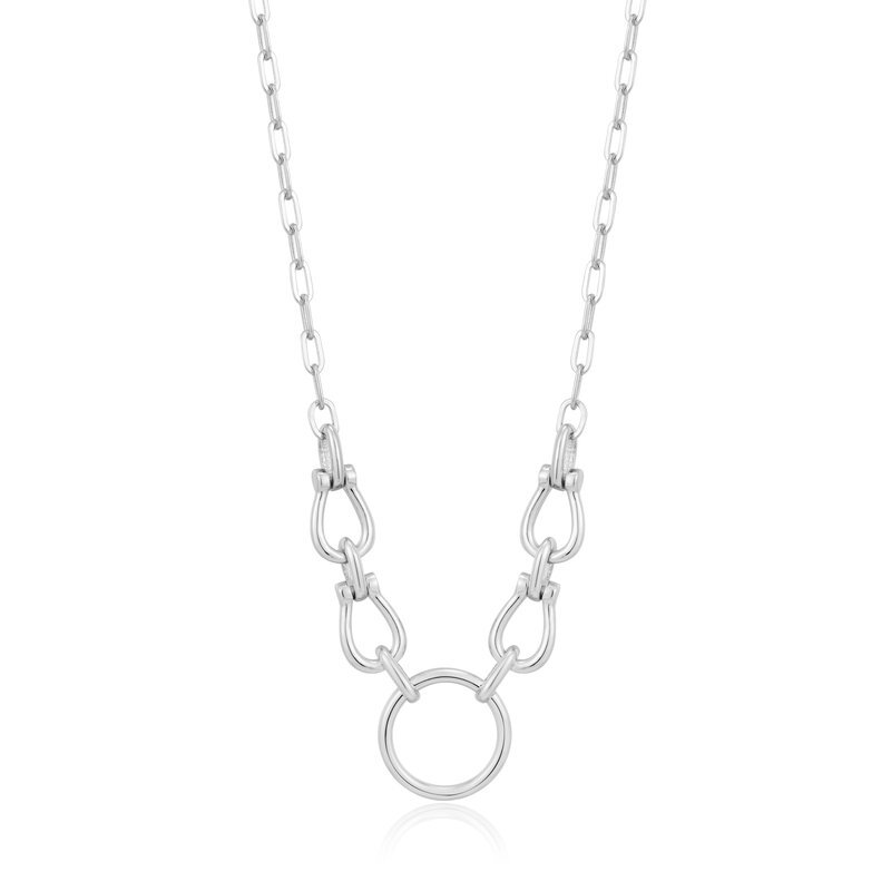 Collier maillon fer à cheval, argent rhodié