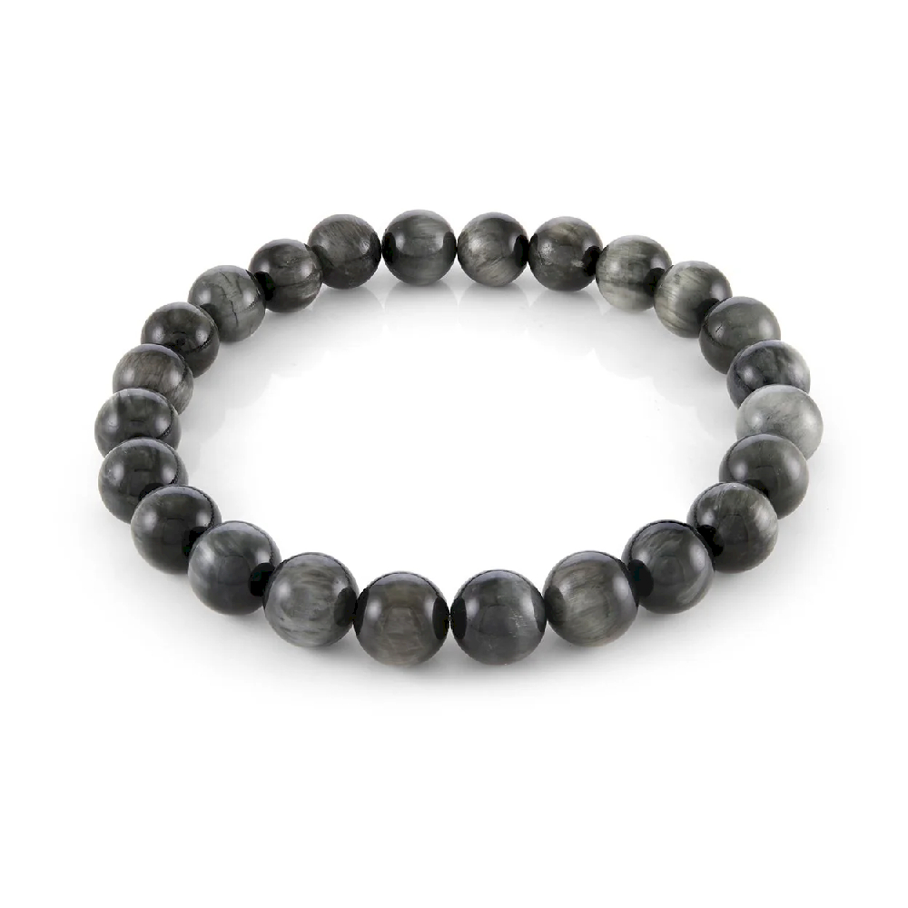 Expandable Grey Hawk's Eye Stones 8mm Bracelet