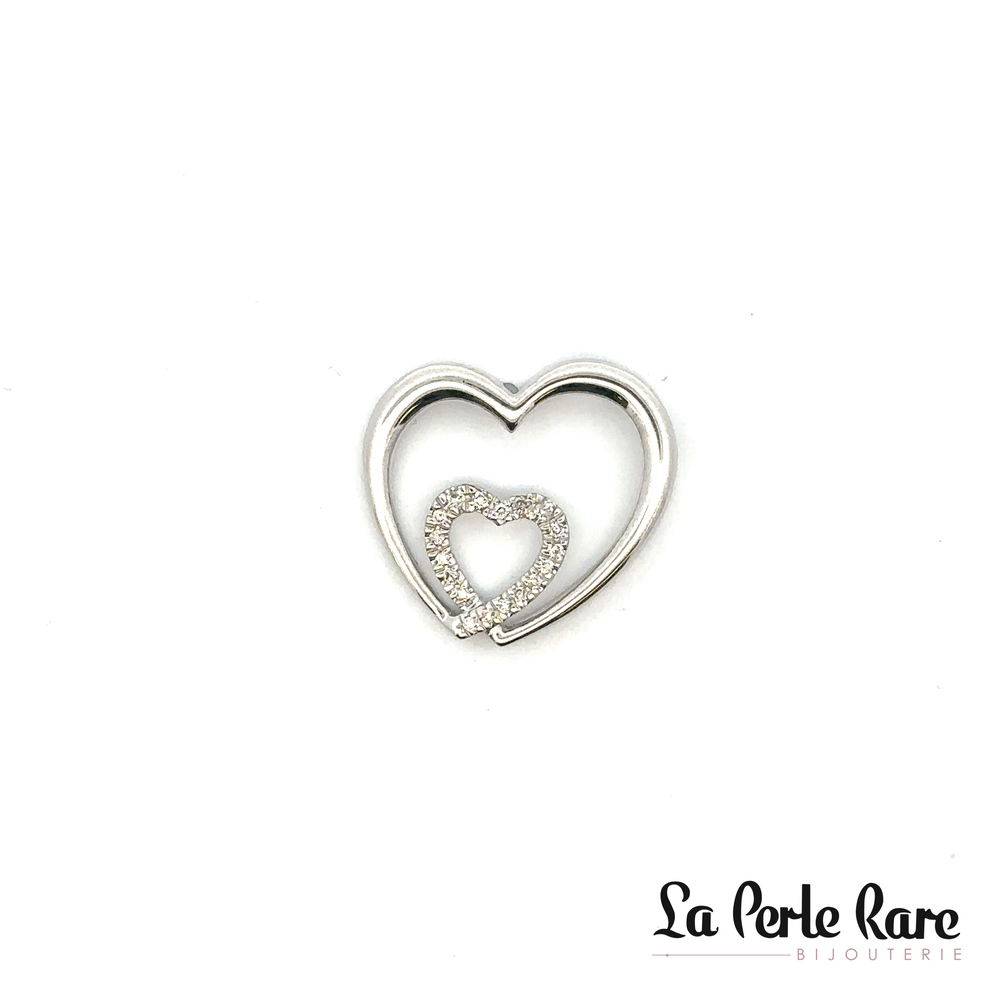 Pendentif coeurs or blanc, 7 pts dia tot - SKP27298-07 - Exclusivités