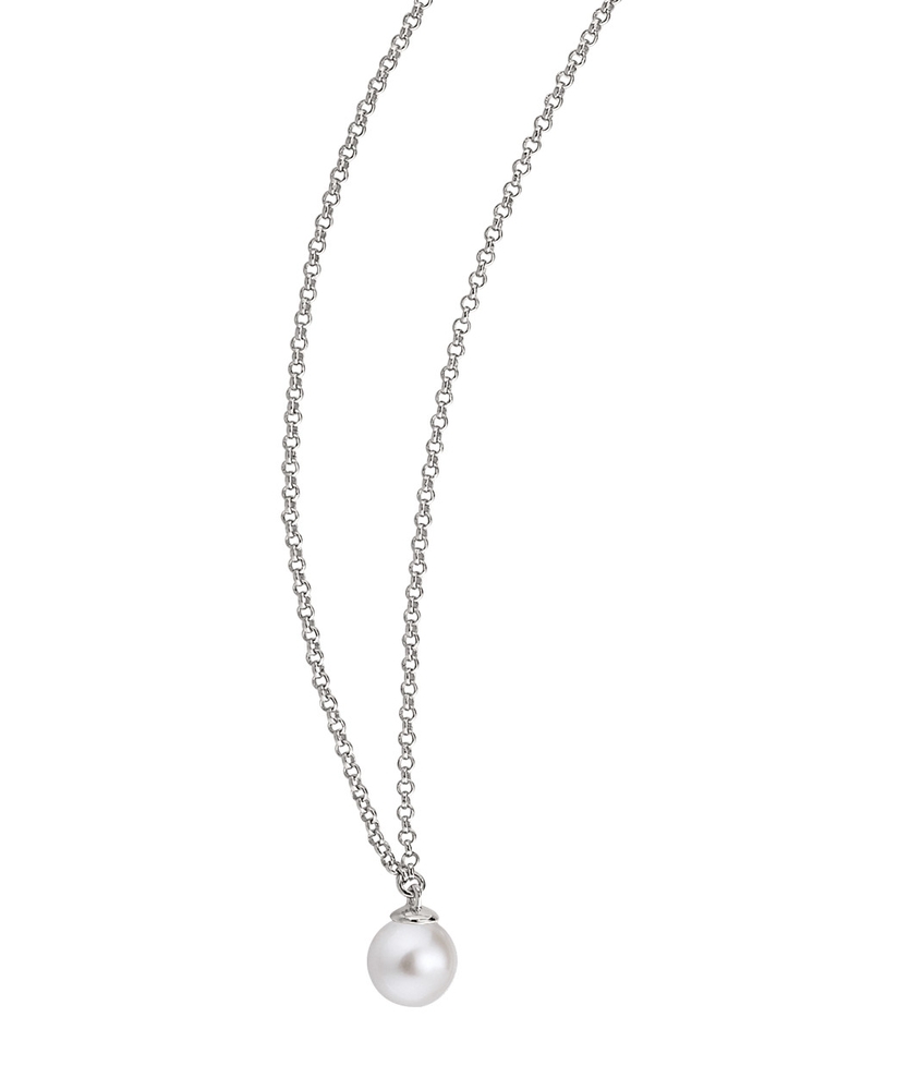 Collier argent rhodié, perle