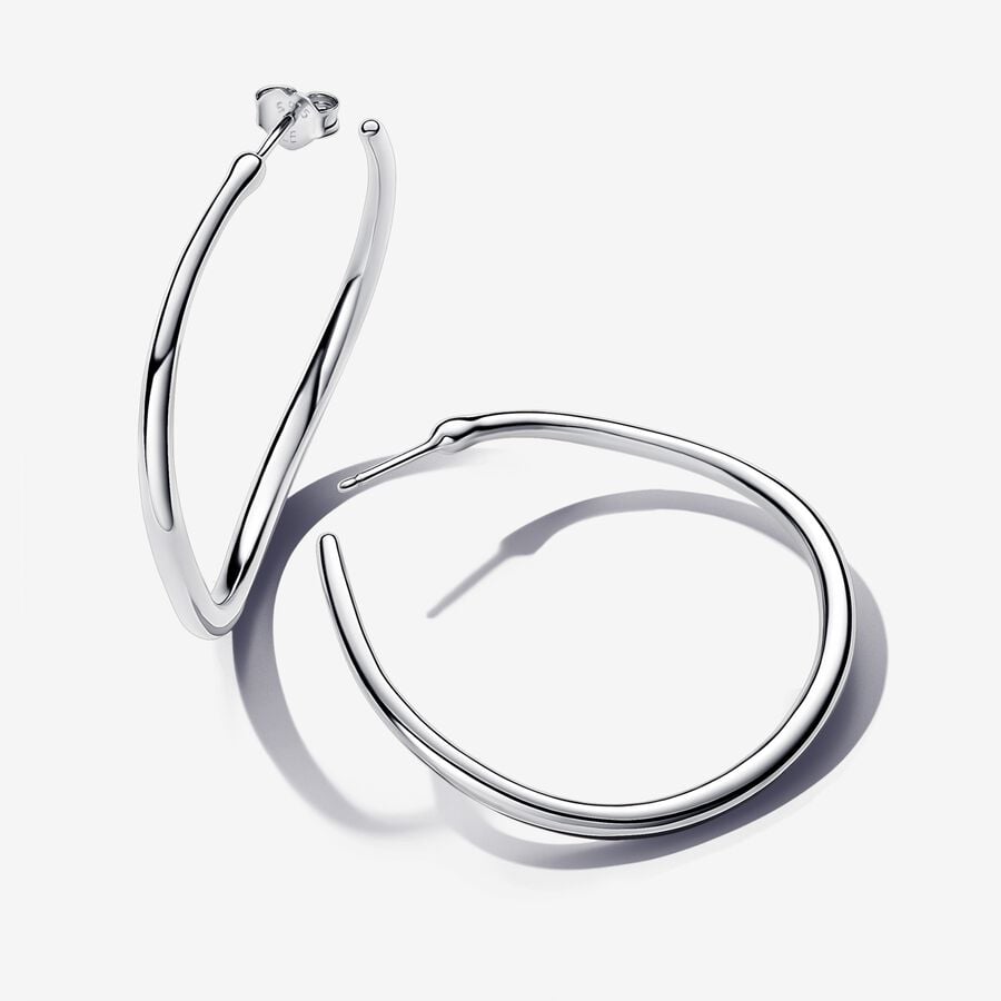 Silver open hoop earrings