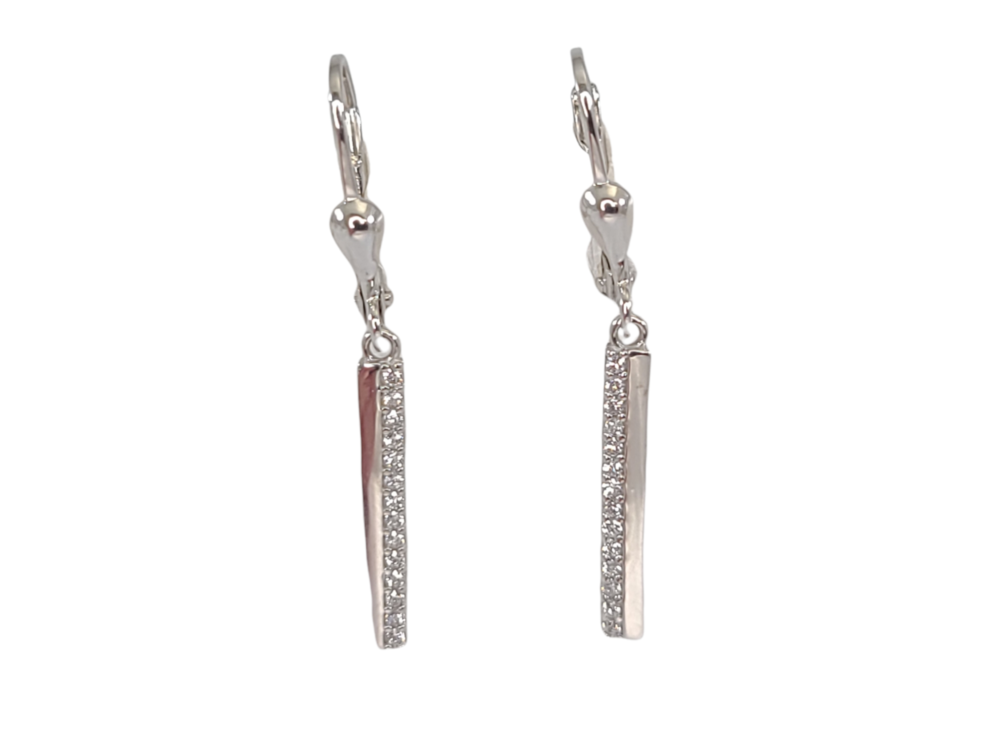 White gold pendant earrings, zirconias - EOZ-1677-B - Exclusivity