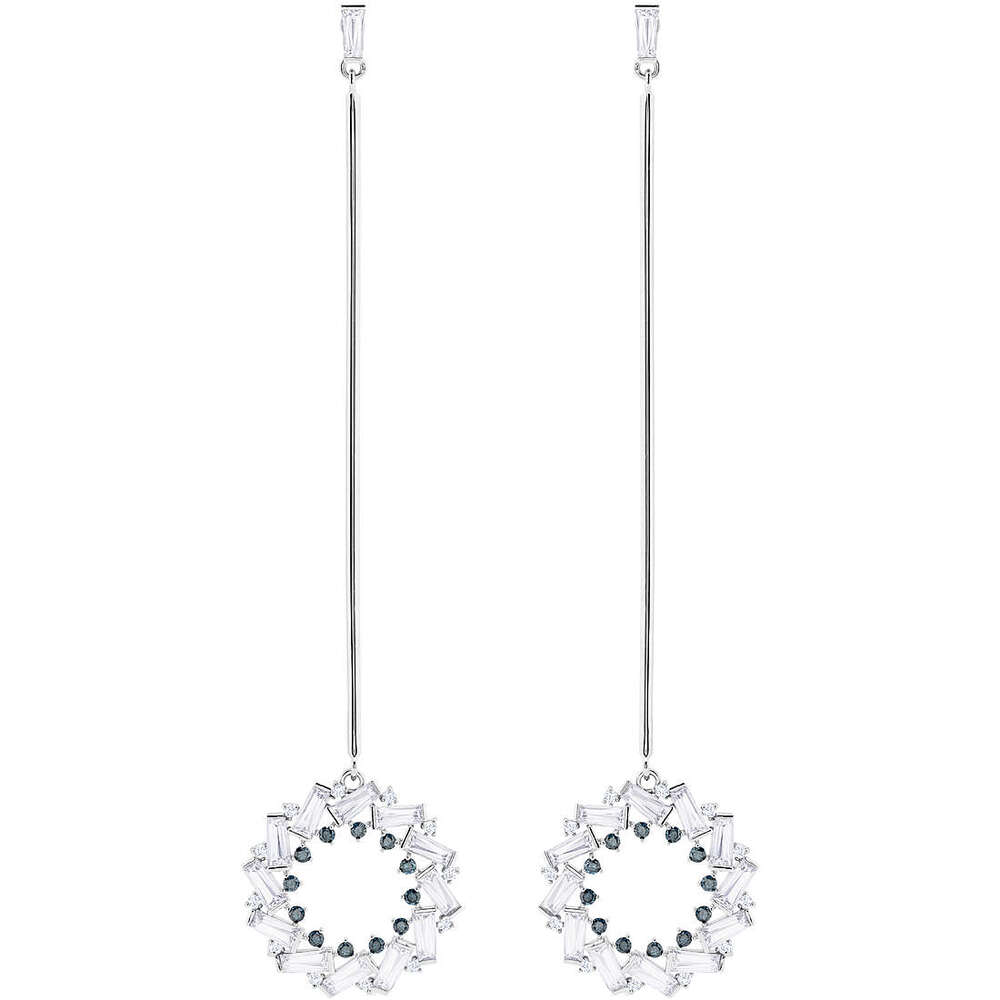 Women's metal white/blue crystal dang earrings