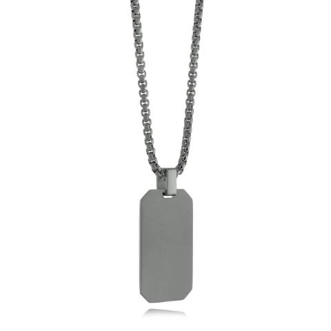 Pendentif plaque, acier inoxydable noir