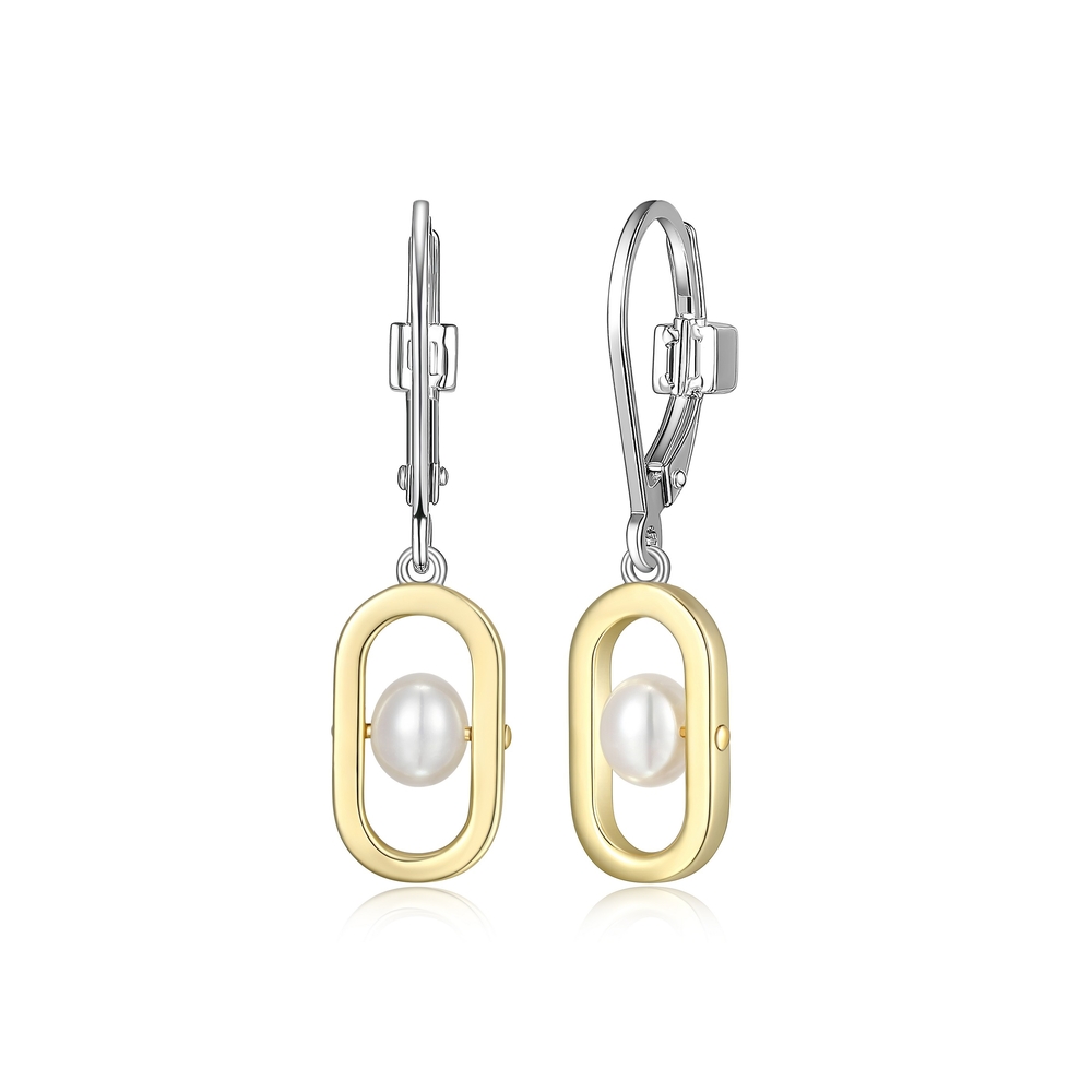 Bo pendantes argent 2 tons (jaune/blanc), perles - R2LCQ74503 - Elle