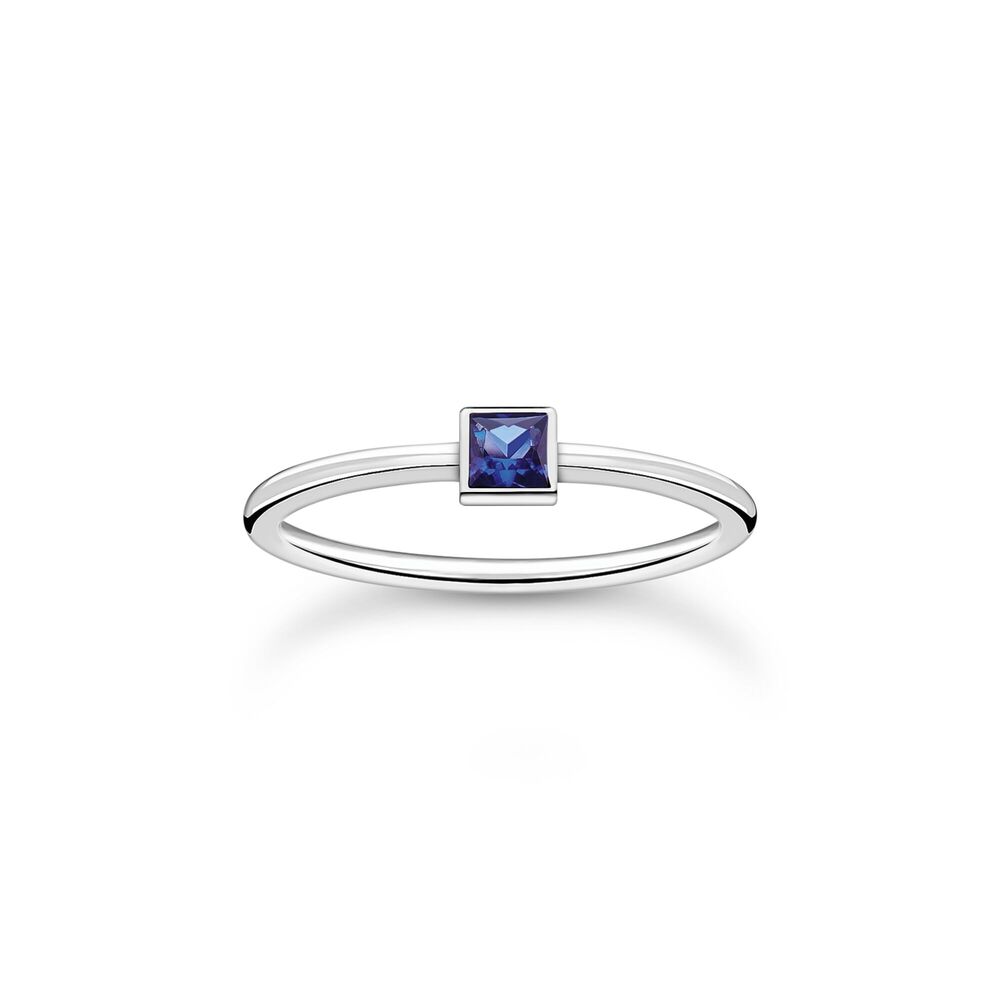 Jonc argent, zircon bleu