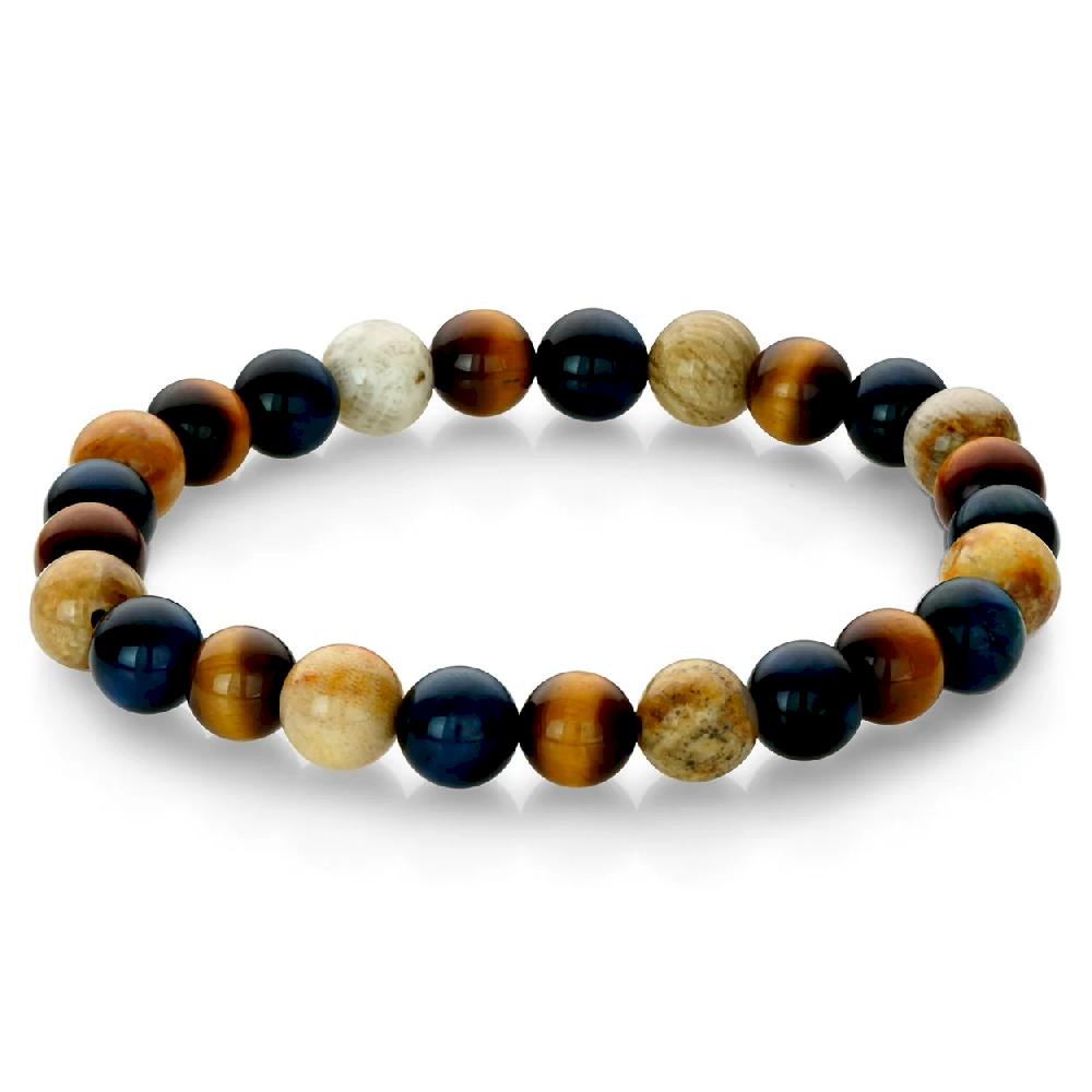 Expandable 8mm Chrysanthemum Tiger's Eye Bracelet