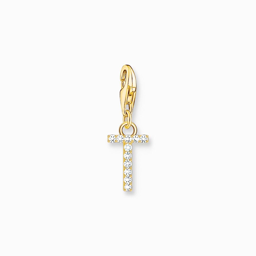 Charm lettre t, argent doré, zircons - 1983-414-14 - Thomas Sabo