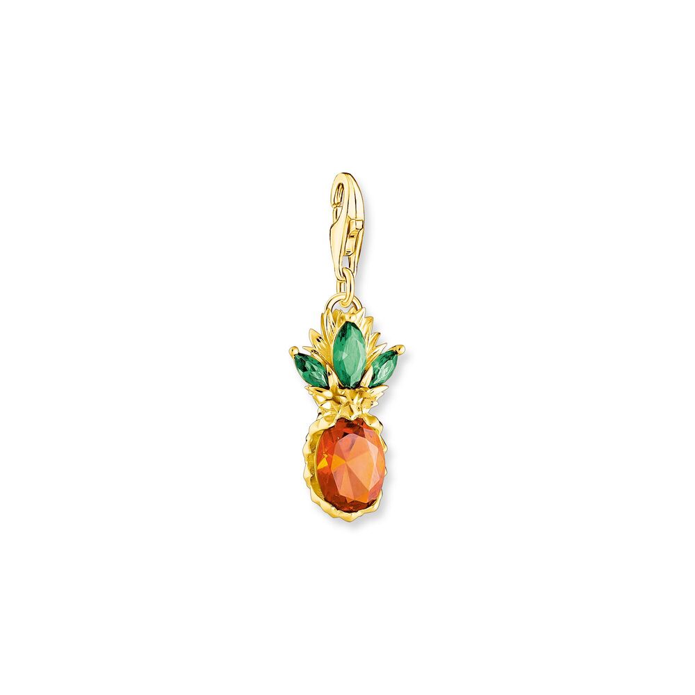 Pendentif charm ananas argent doré