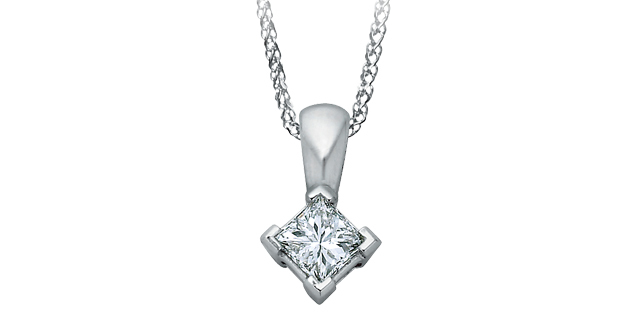 Pendentif or blanc 33 points de diamant canadien, certificat - PP1229W-33CX - Corona