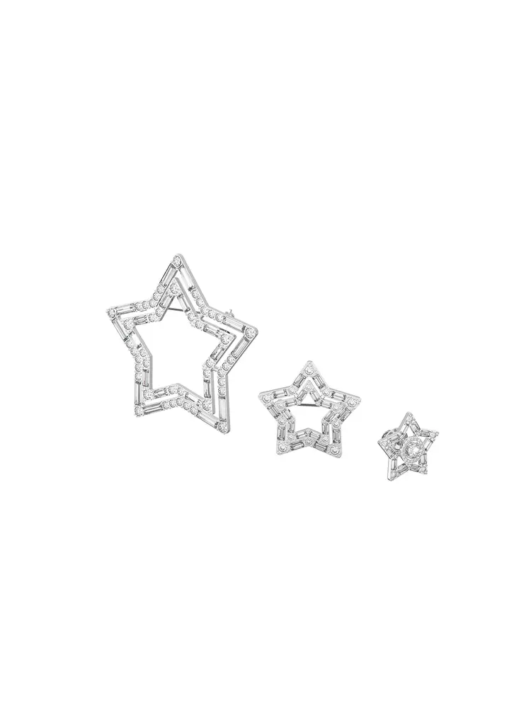 Ensemble 3 broches étoiles, métal rhodié, cristaux blancs - 5618048 - Swarovski