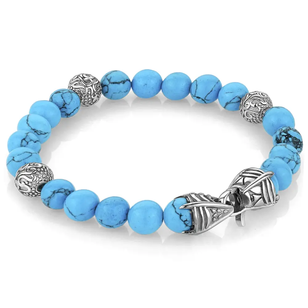 Bracelet acier, turquoises - BB-137-8.25 - Italgem Steel