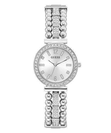 Montre acier inoxydable, fond argenté, zircons - GW0401L1 - Guess