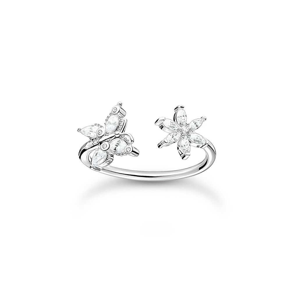 Silver butterfly and flower ring - TR2355-051-14-54 - Thomas Sabo