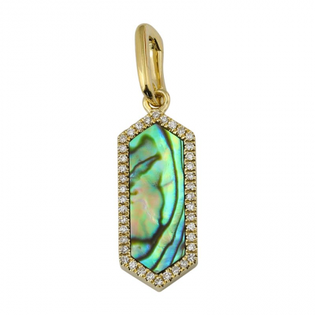 Pendentif or jaune, abalone 95 pts, 9 pts dia tot