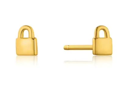 Stud padlock earrings in gold-plated silver