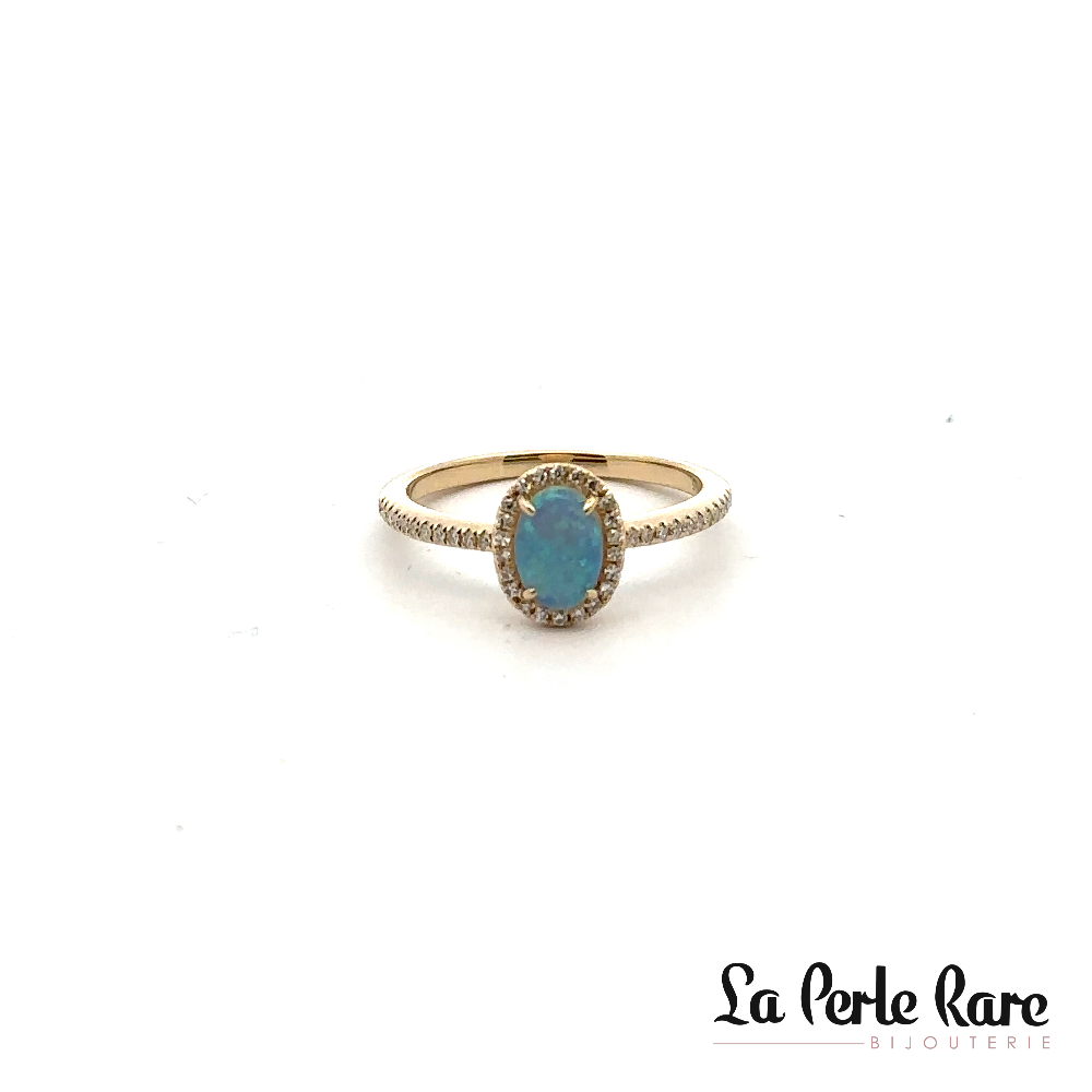 14K Yellow Gold Ring, 46-Point Opal, 12 Diamond Points Total - 13083OPR4YXA1 - Exclusivity