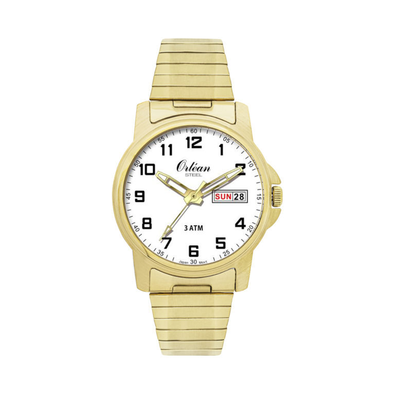 Montre extensible acier doré, fond blanc - ME3315 - Orlean