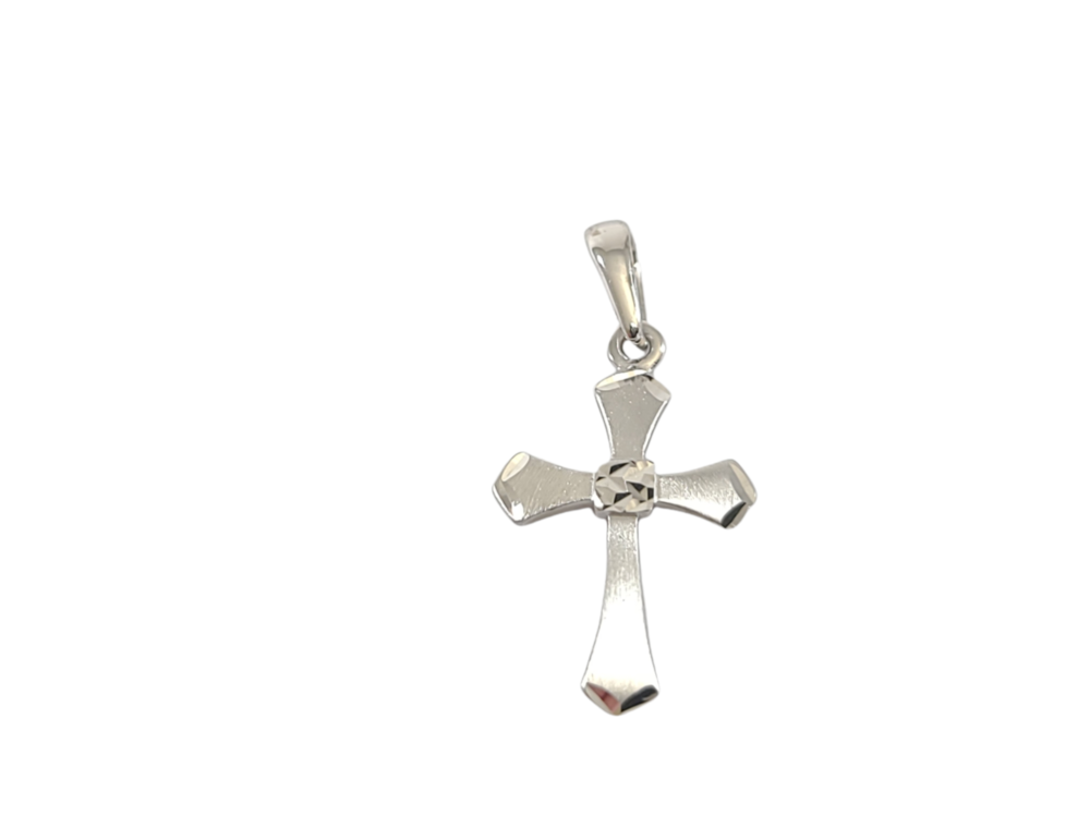 Pendentif croix, or blanc 10 carats - PD01-2836-B - Exclusivités