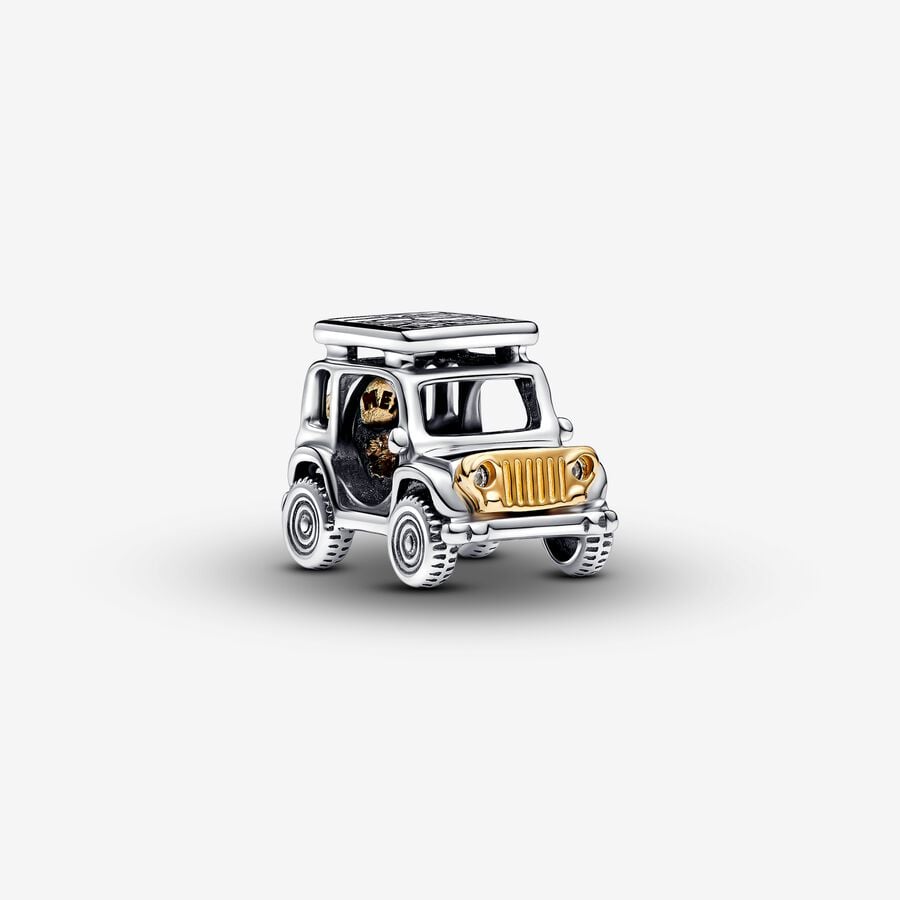 Adventure car charm, unique metals plated with 14-karat gold, silver, cubic zirconia - 763330C01 - Pandora