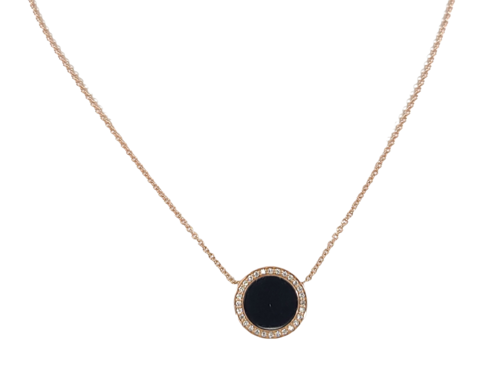 Collier or rose, onyx, 10 pts dia tot - CP4264G-ON - Exclusivités