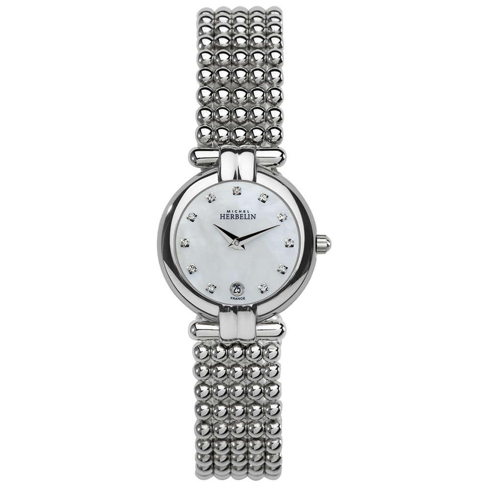 Montre pour femme en acier et zircons