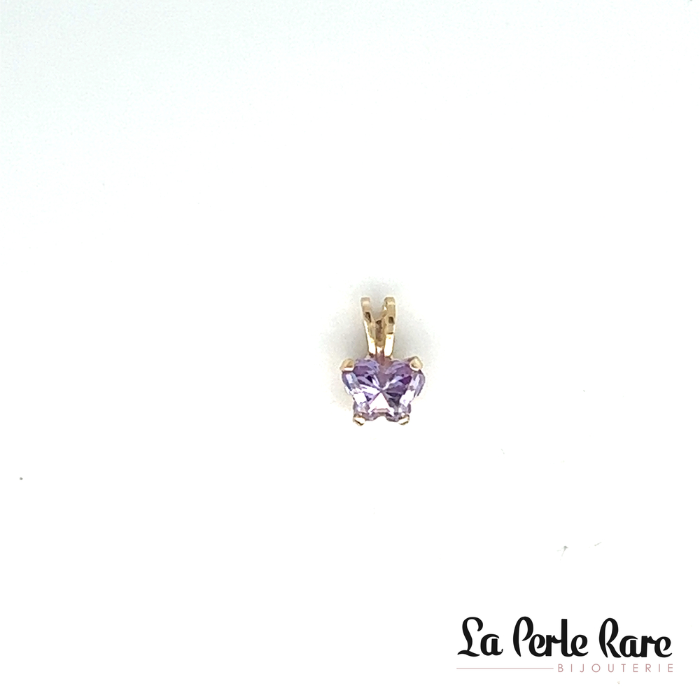 Pendentif or jaune, juin, zircon mauve pâle - BP-JU-10 - B Fly