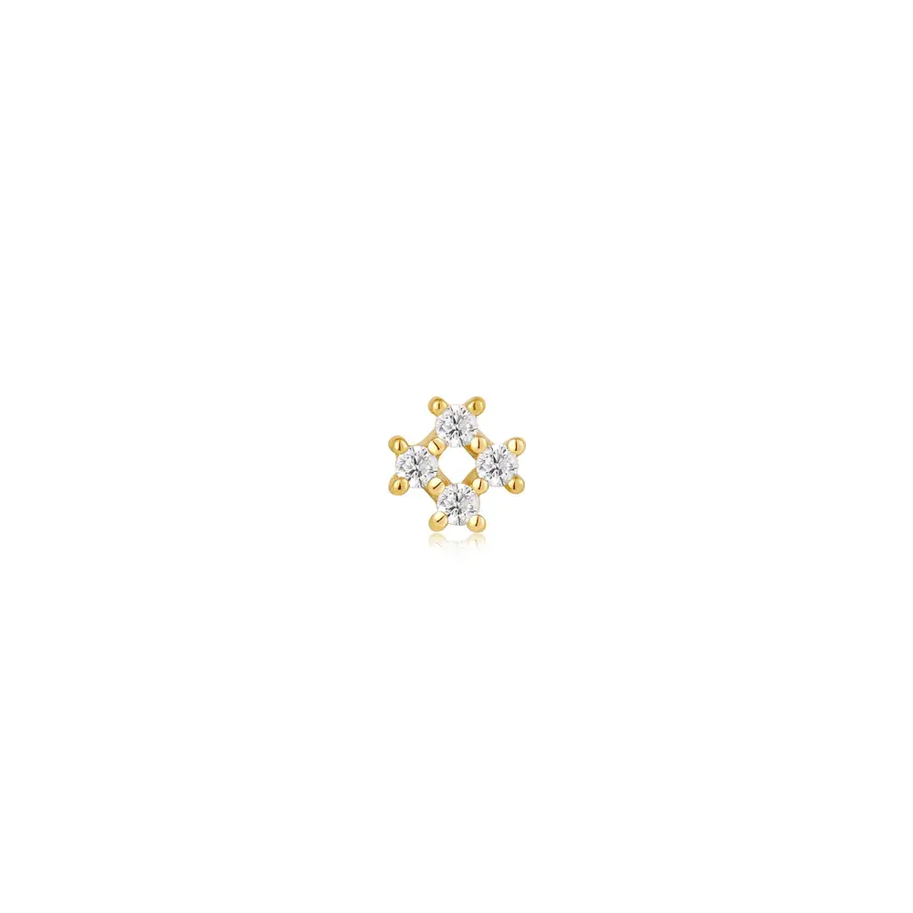 Single gold-plated silver stud earring with cubic zirconia - E047-13G - Ania Haie