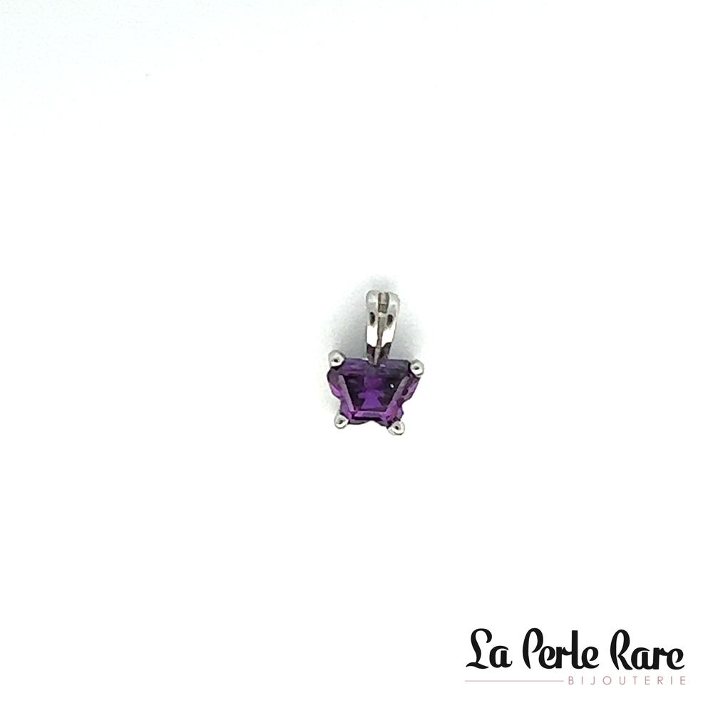 Pendentif argent, février, zircon mauve foncé