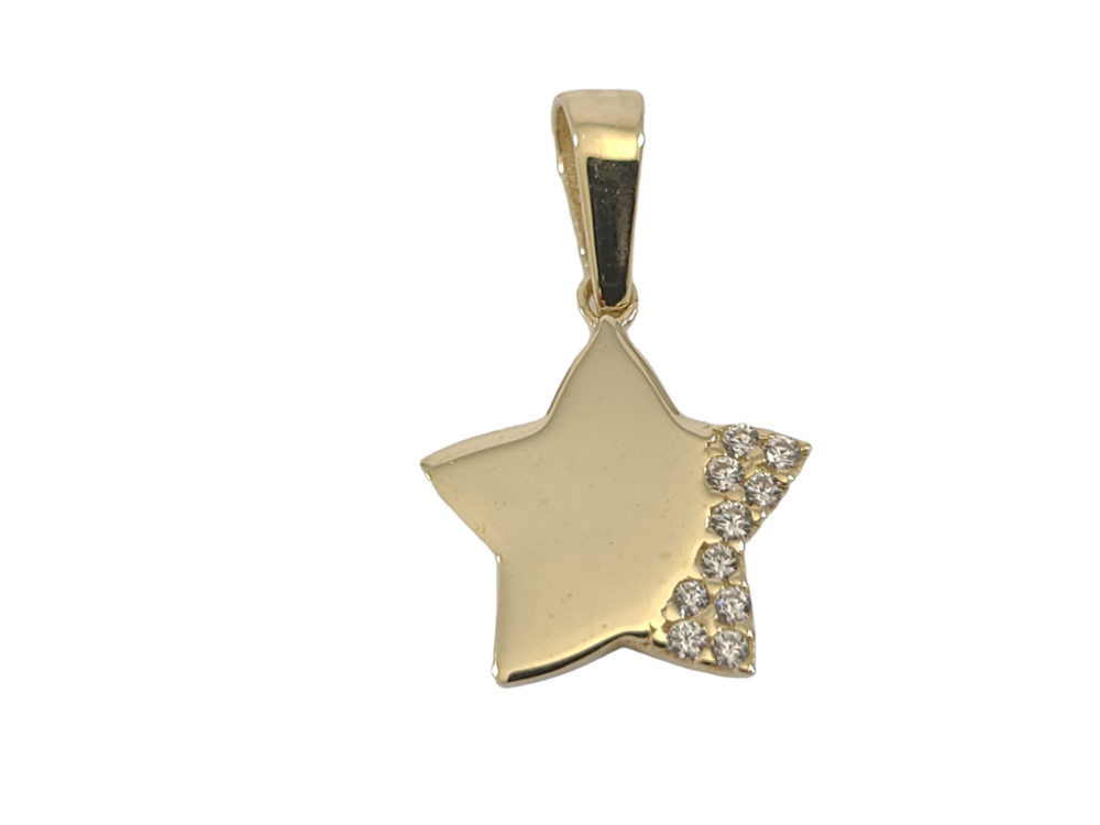 Pendentif étoile, or jaune 10 carats, zircons incolores - PDC46-5015J - Exclusivités