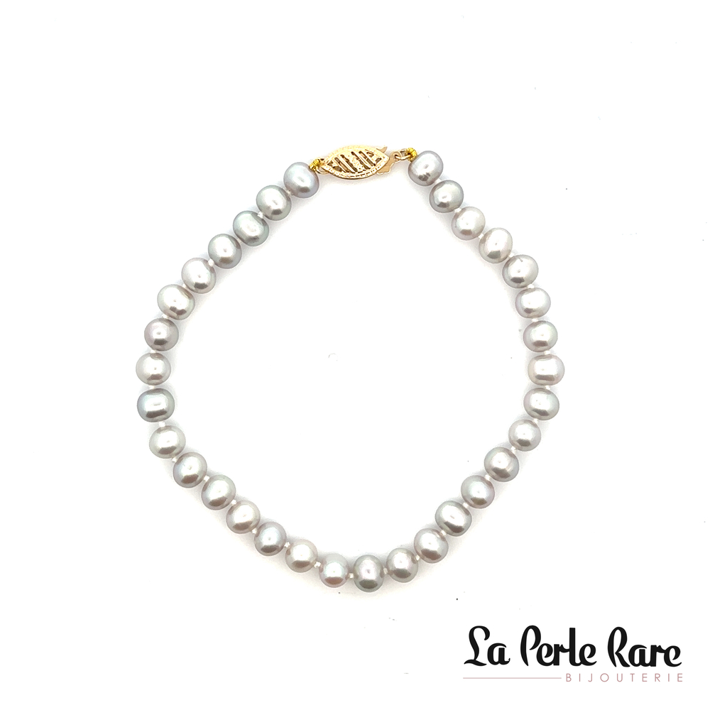 Bracelet perles grises, or jaune - PED14-8-555G - Exclusivités