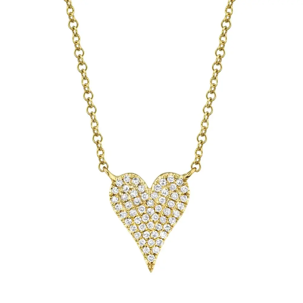 Collier coeur, or jaune, 11 pts dia tot