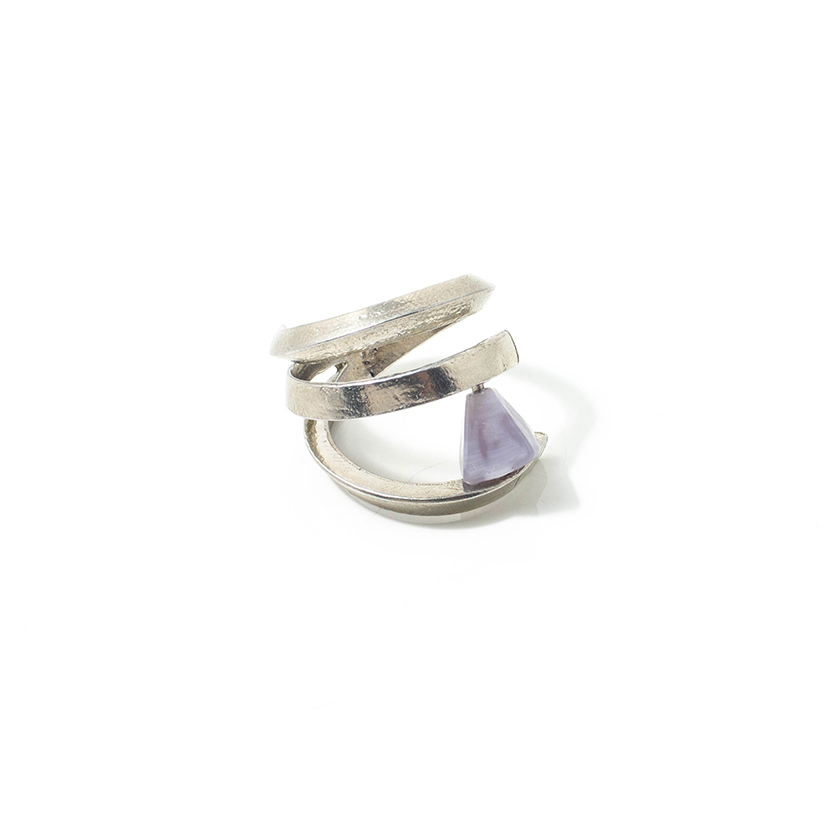 Bague ajustable, étain, verre - BROMI-LAVAN - Anne-marie Chagnon