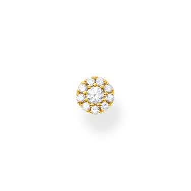 Golden silver fixed earring (single) with zirconium