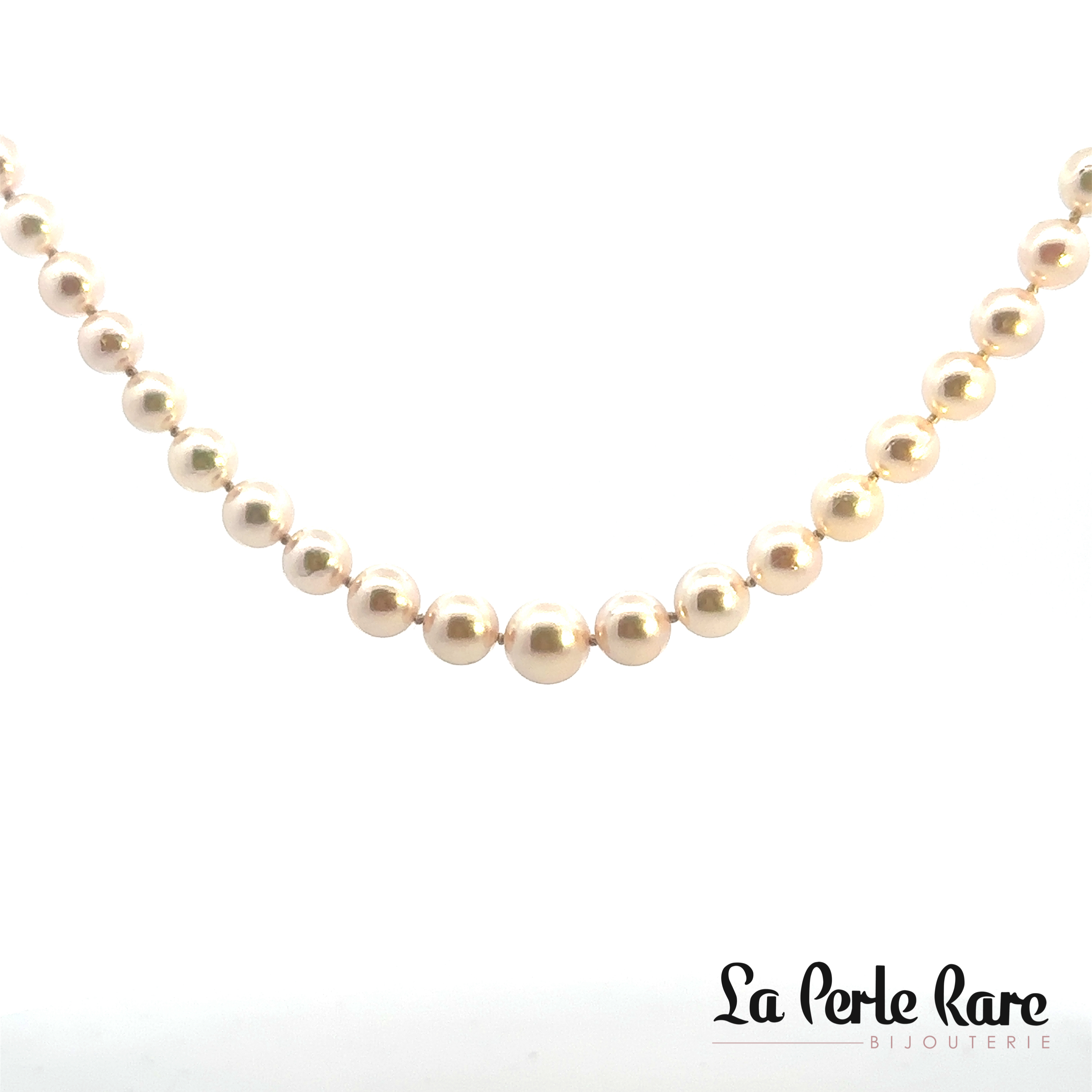 Yellow gold necklace with graduated cultured pearls 5.5 - 8.75 mm - JCP-55-1182 - Exclusivity