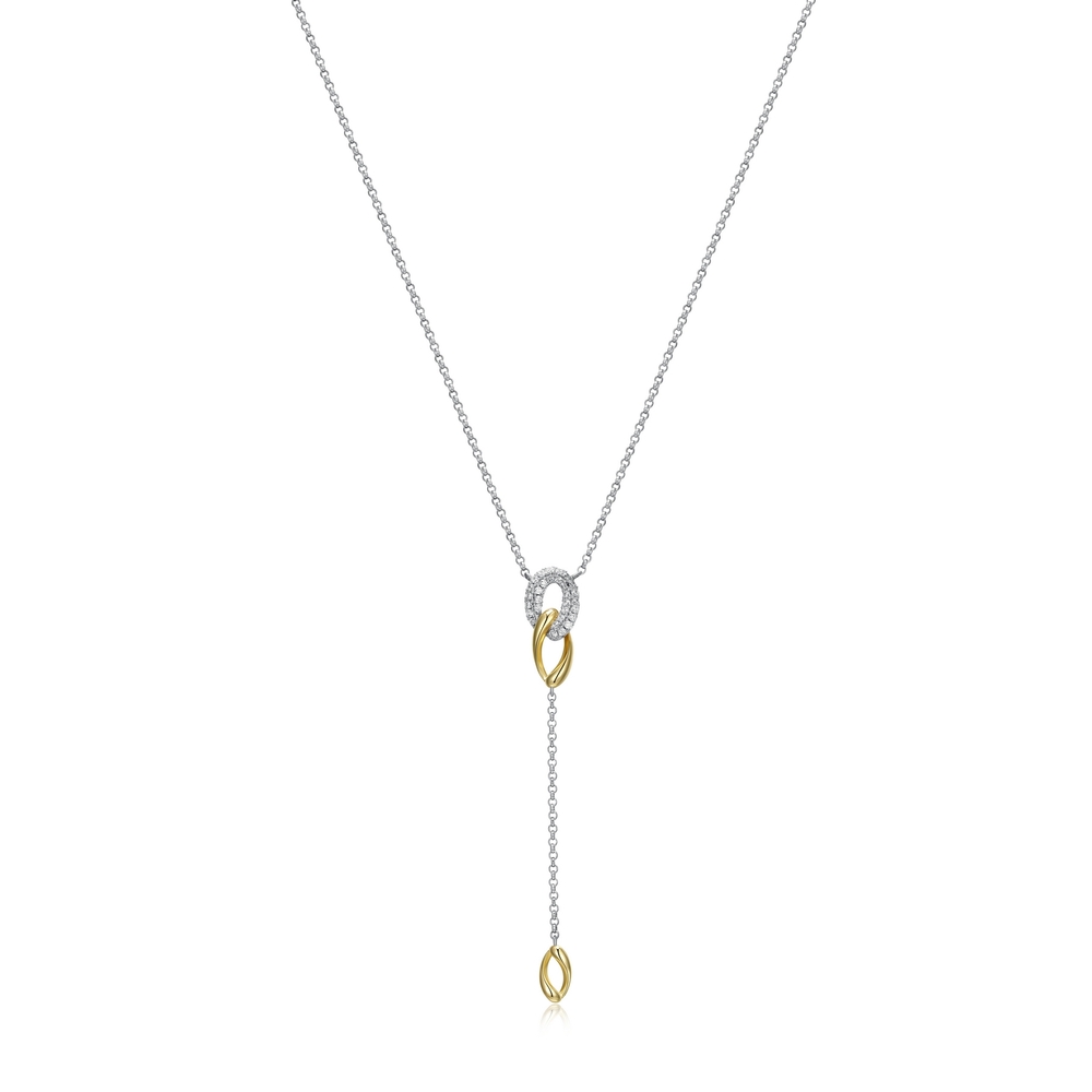 Collier argent 2 tons (blanc/jaune), zircons - R0LBSR0048 - Elle