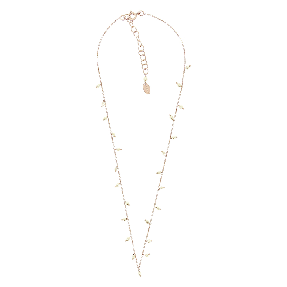 Collier argent rosé, perles