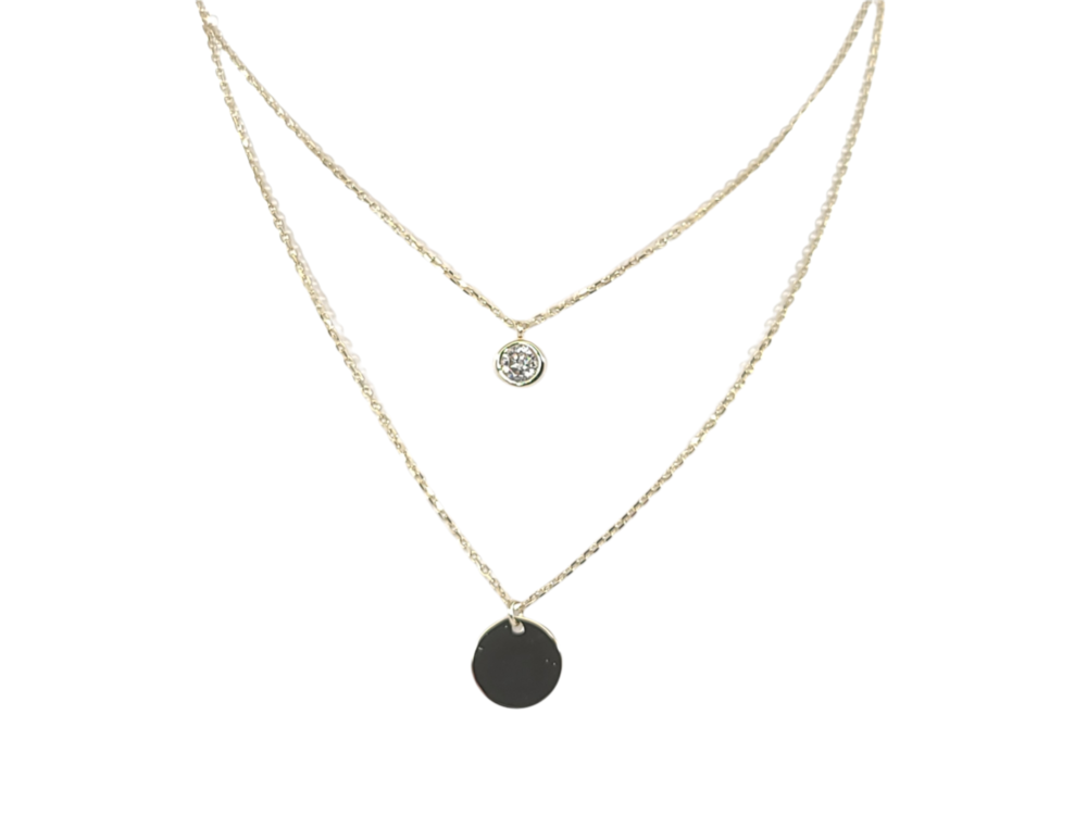 Collier double, or jaune, zircon - NDC11-0649J - Exclusivités