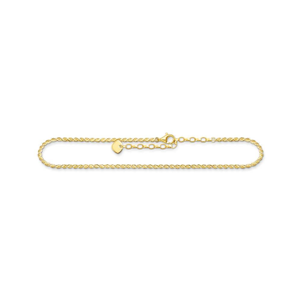 Twisted Anklet Chain, Gold-Plated Silver