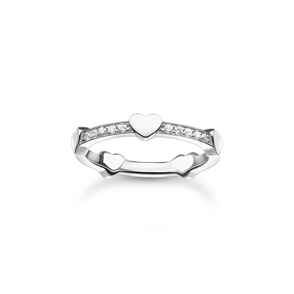 Jonc coeurs argent, zircons blancs - TR2391-051-14-52 - Thomas Sabo