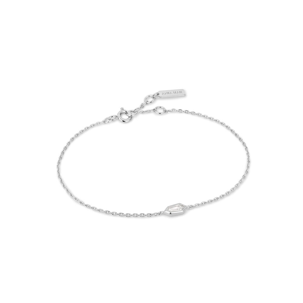 Rhodium-plated silver bracelet, cubic zirconium