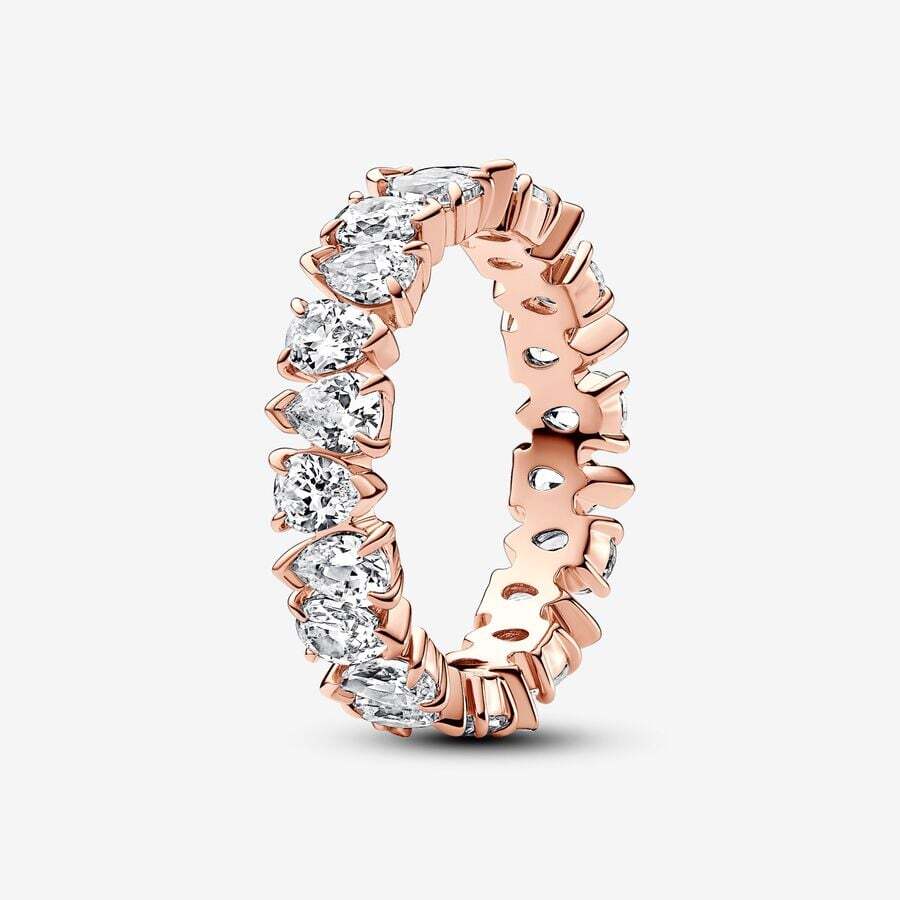 Bague anneau scintillant alternant, Pandora Rose, zircons