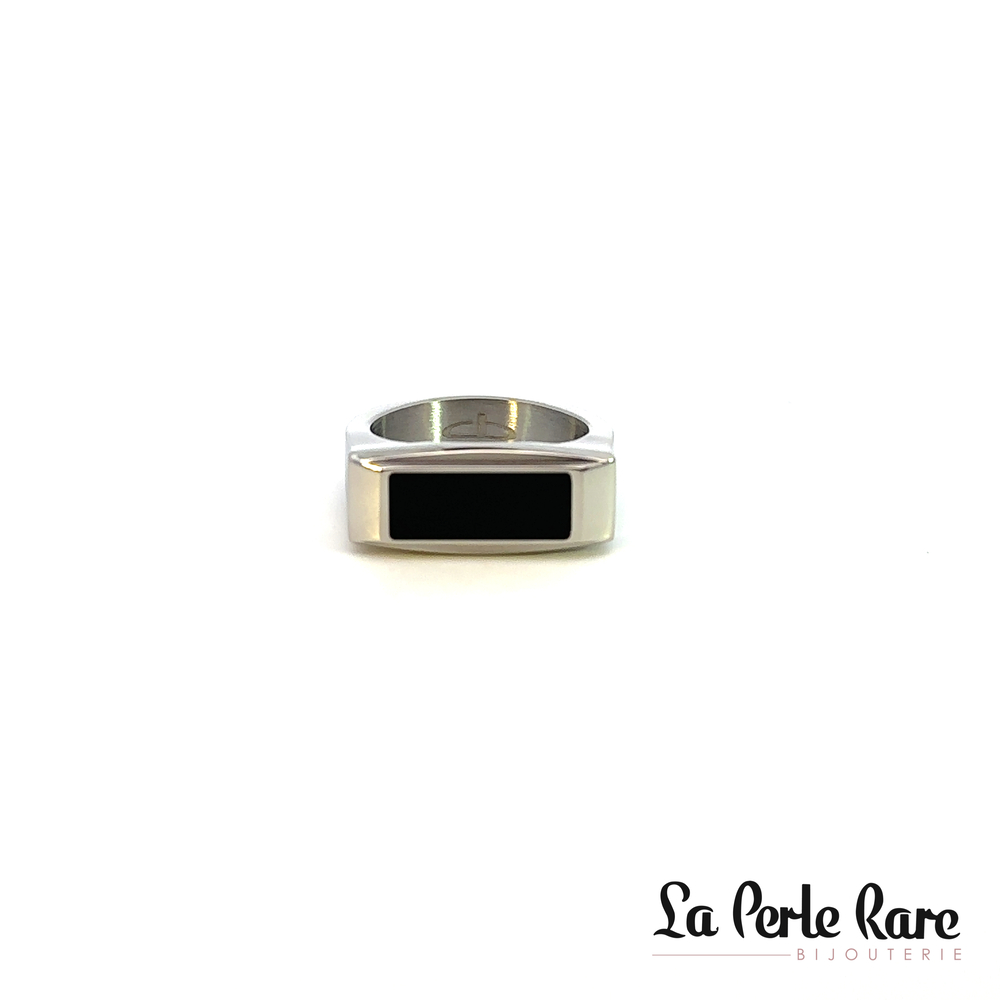 Bague acier 2 tons (blanc/noir)