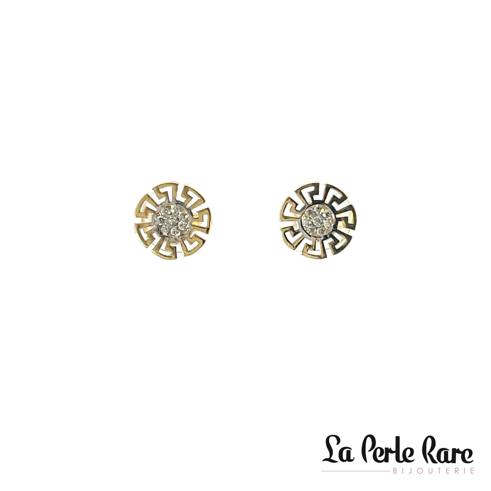 Versace stud earrings 2 tone gold (yellow/white), zirconias - EOZ-1644-2T - Exclusivity