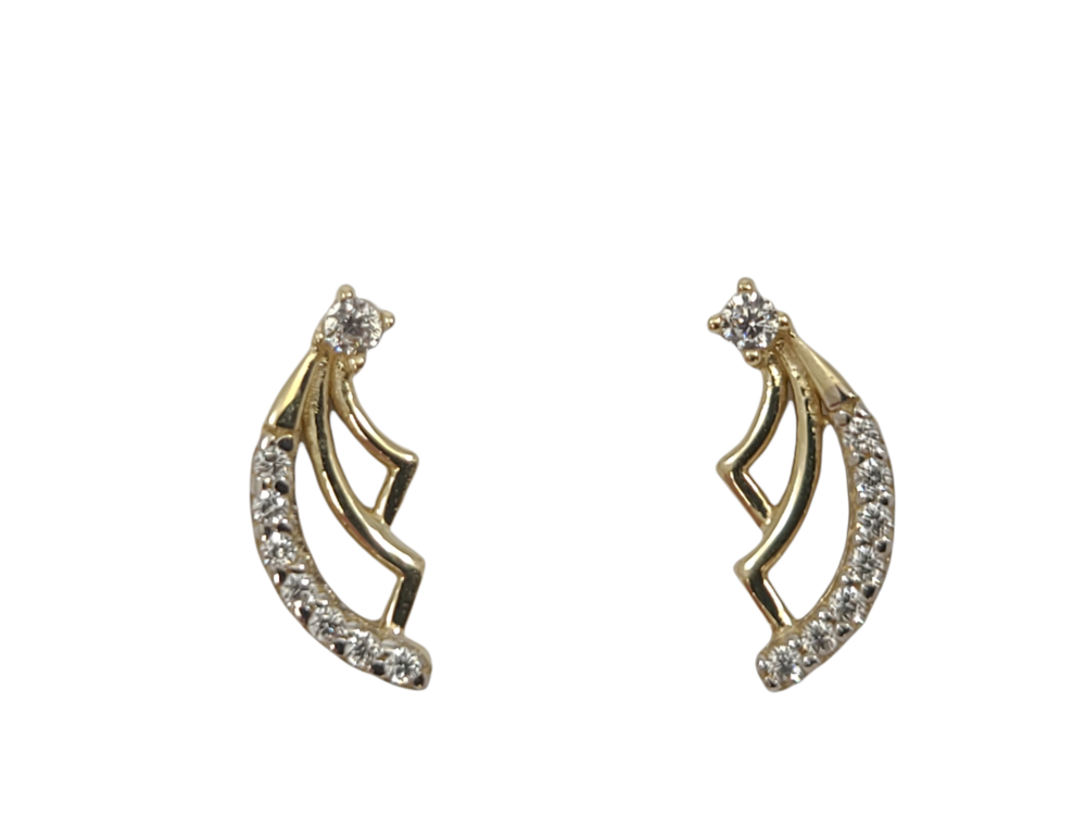 2 tones gold fixed earrings (yellow/white), zirconia - EOZ-1245-2T - Exclusivity