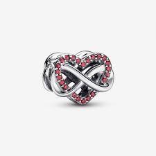 Bille coeur famille et infinité rouge, argent, zircons