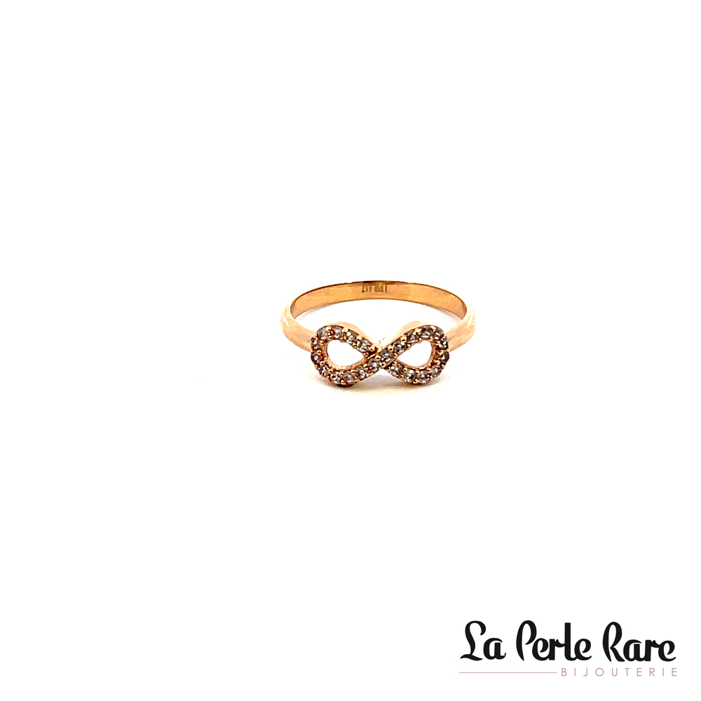 Bague symbole de l'infini, or rose 10 carats, zircons incolores - RAZ-6568-R - Exclusivités