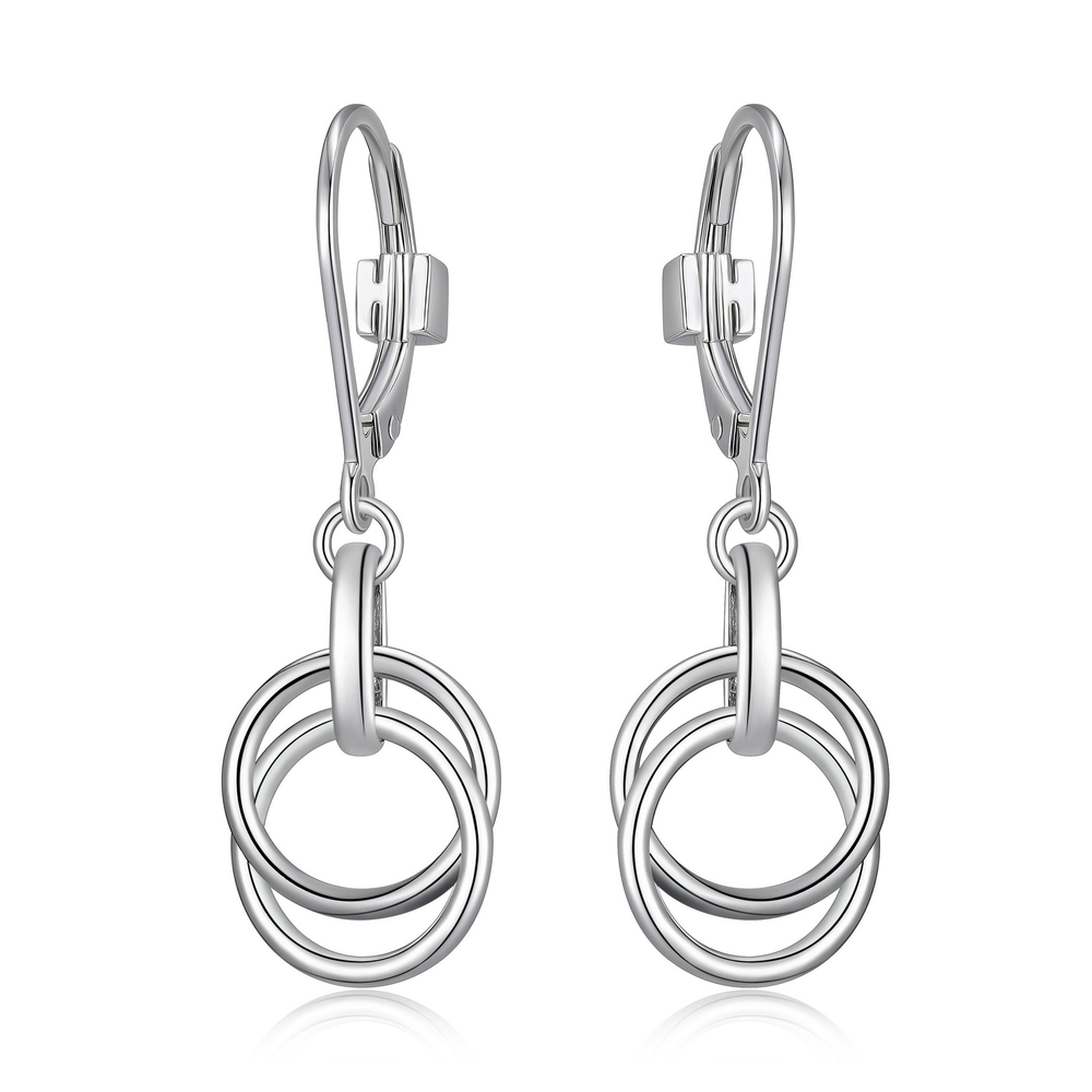 Rhodium-plated silver dangling earrings