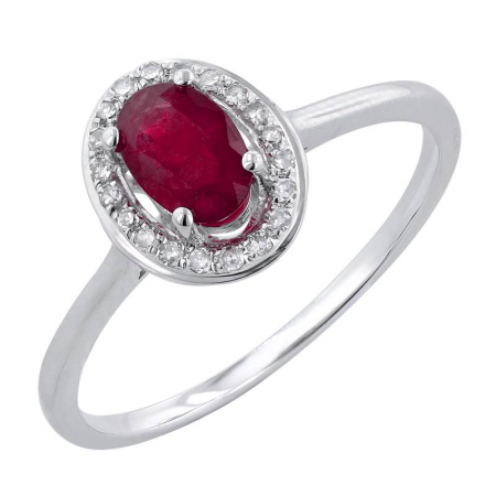 Bague or blanc rubis et 7 pts dia