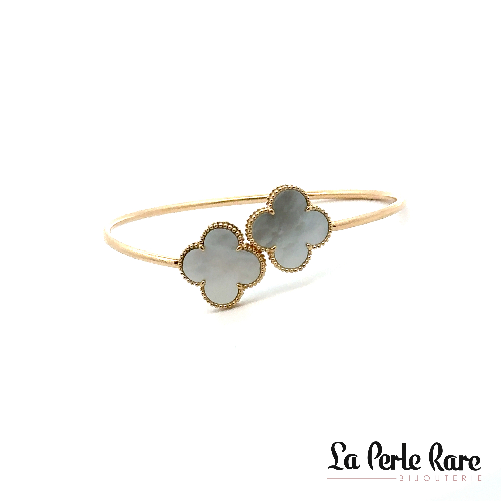 Bangle bracelet, yellow gold, mother-of-pearl - LPR-2405 - Exclusivity